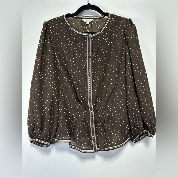 Max Studio Tops - Max Studio | Sheer Polka Dot Blouse | Brown Polka Dot Top Size M